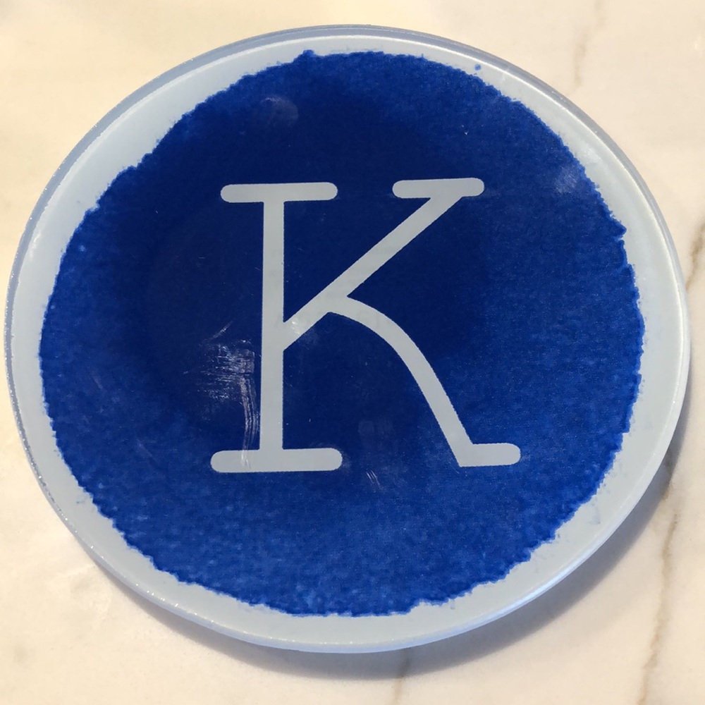 West Elm Blue & White “K” Trinket Dish
